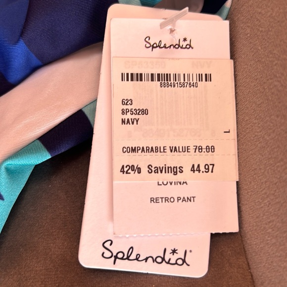 Splendid Lovina retro print hipster fit bikini bottoms, size large, NWT - Picture 4 of 11